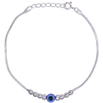 Load image into Gallery viewer, 925 Sterling Silver Multi Beaded Evil Eye Silver Rakhi for Brother/Men
