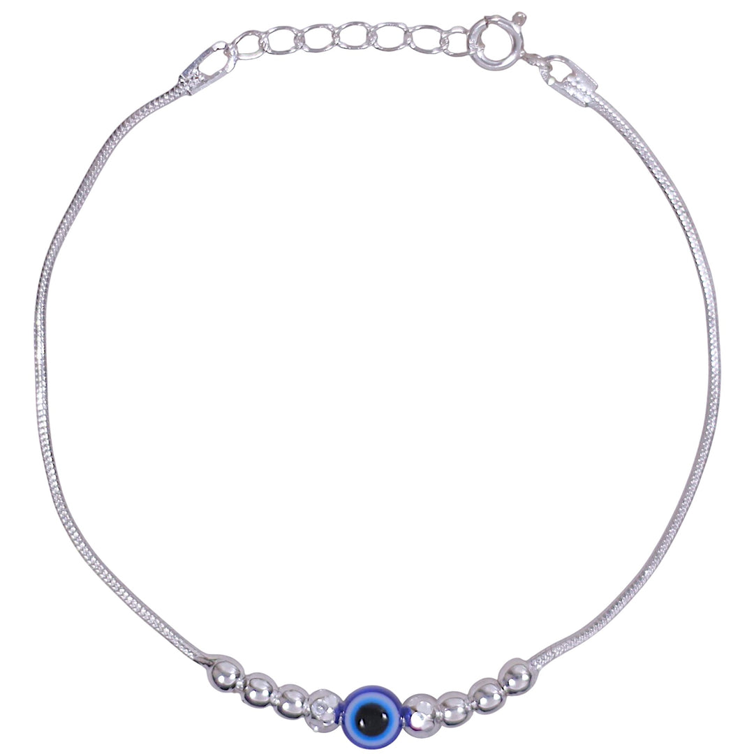 925 Sterling Silver Multi Beaded Evil Eye Silver Rakhi for Brother/Men