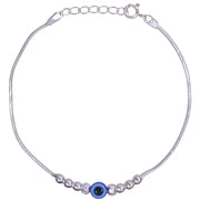 925 Sterling Silver Multi Beaded Evil Eye Silver Rakhi for Brother/Men