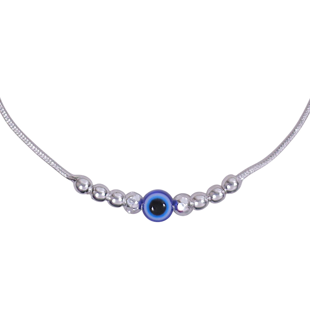 925 Sterling Silver Multi Beaded Evil Eye Silver Rakhi for Brother/Men