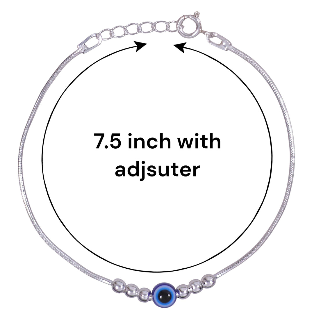 925 Sterling Silver Evil Eye Beaded Elegant Rakhi For Brother