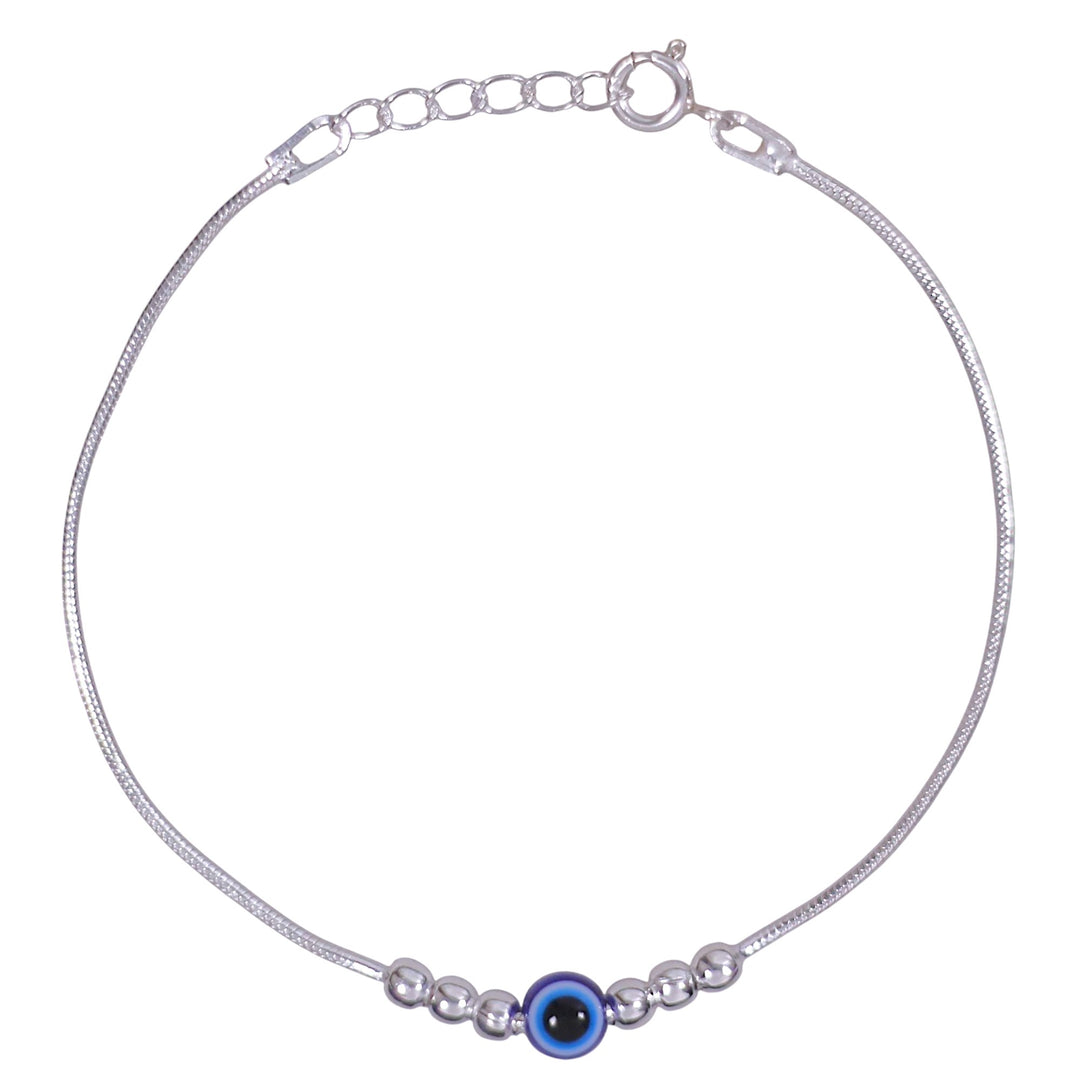 925 Sterling Silver Evil Eye Beaded Elegant Rakhi For Brother
