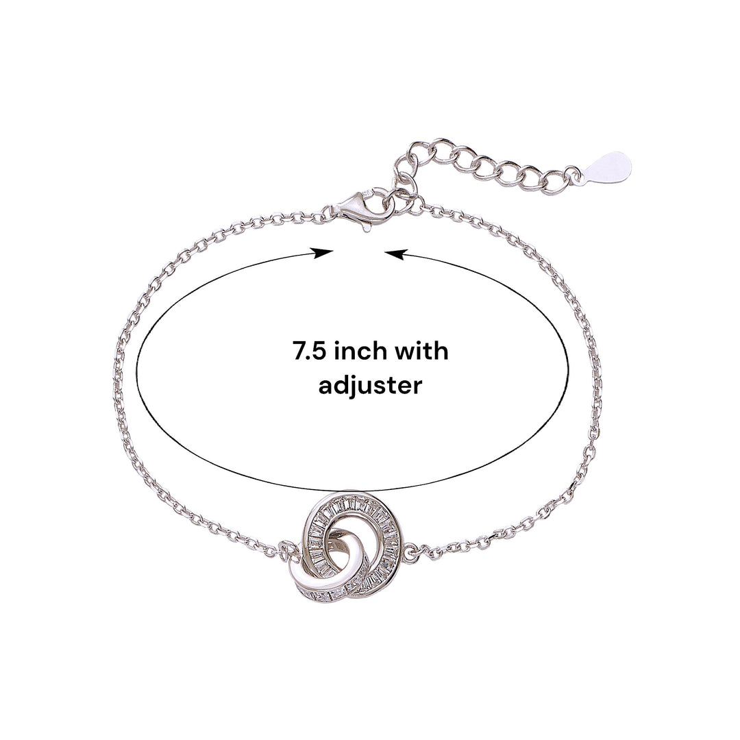925 Sterling Silver Interlink Double CZ Circle Bracelet for Women