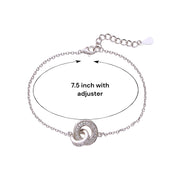925 Sterling Silver Interlink Double CZ Circle Bracelet for Women