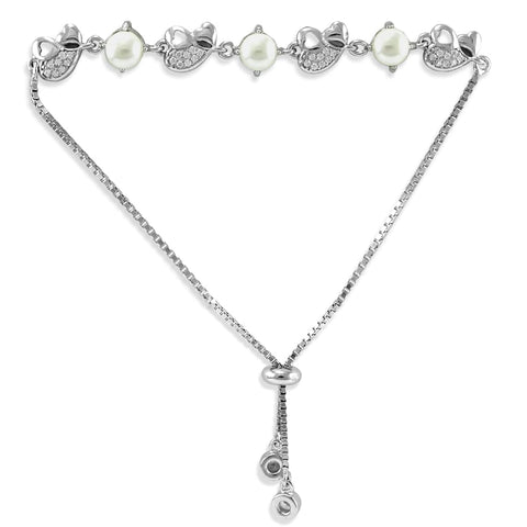 Taraash 925 Sterling Heart Bracelet | Cz Silver Bracelet | Silver Bracelet For Women