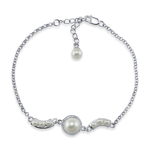 Taraash 925 Sterling Silver CZ Pearl Bracelet For Women