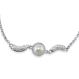 Taraash 925 Sterling Silver CZ Pearl Bracelet For Women