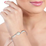 Taraash 925 Sterling Silver CZ Pearl Bracelet For Women