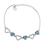 Taraash 925 Sterling Silver CZ Heart Bracelet For Women