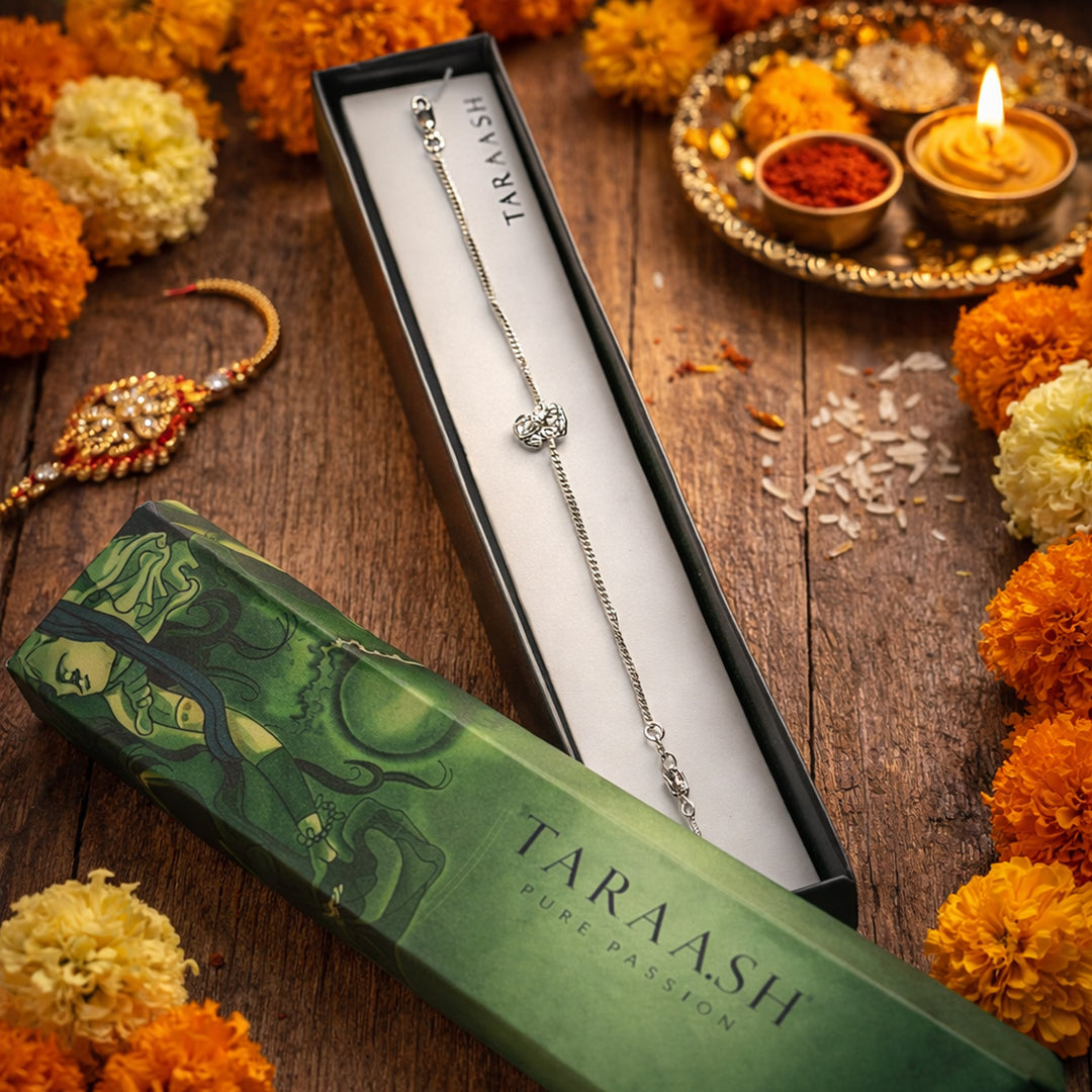 Taraash 925 Sterling Silver Ganpati Rakhi Gift For Brother