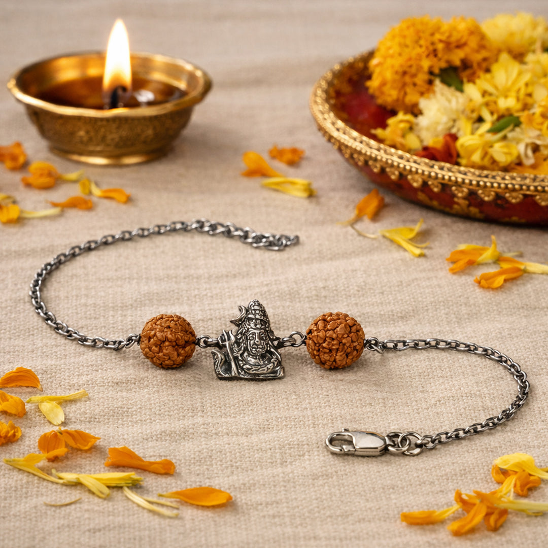 Taraash 925 Sterling Silver Shiva Rakhi Gift For Brother