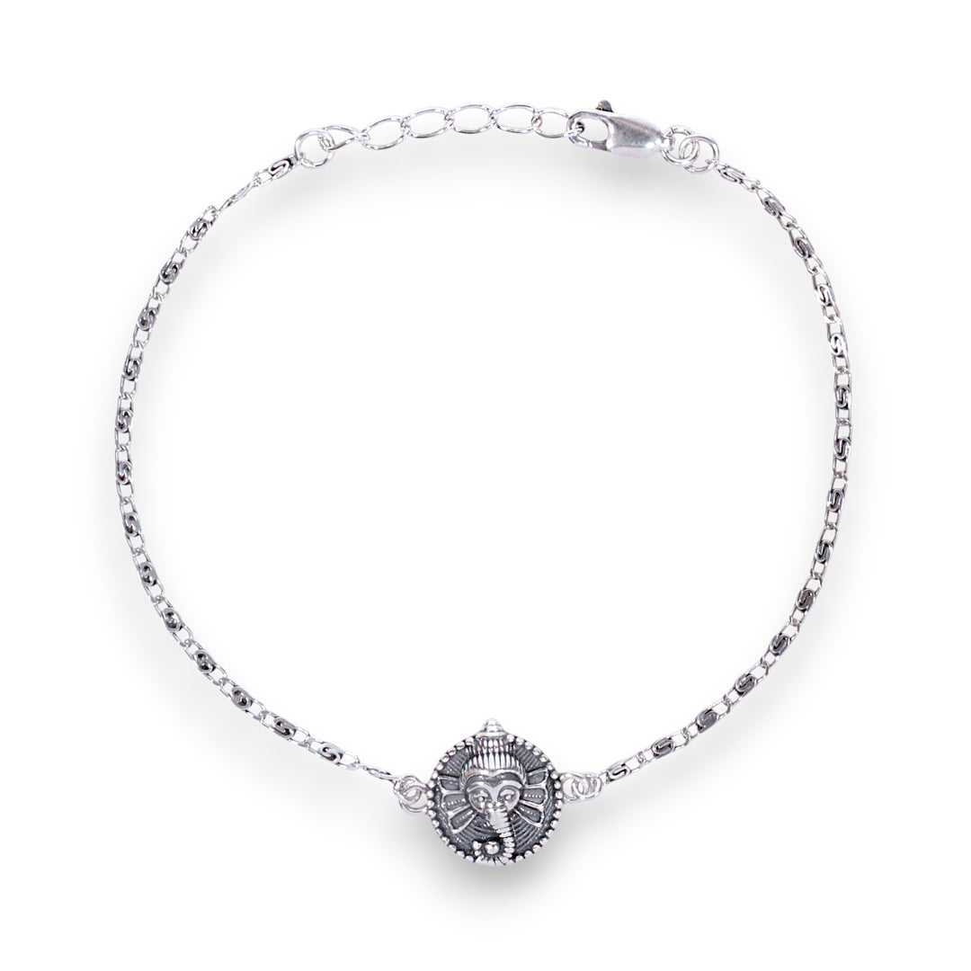 925 Sterling Silver Antique-Finish Ganesha Rakhi for Brother