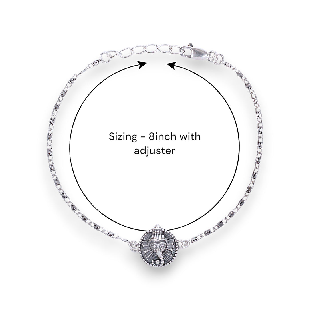 925 Sterling Silver Antique-Finish Ganesha Rakhi for Brother