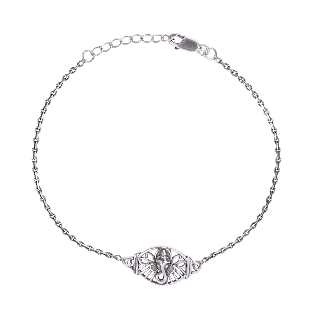 925 Sterling Silver Antique-Finish Ganesha 8 inch Rakhi for Brother