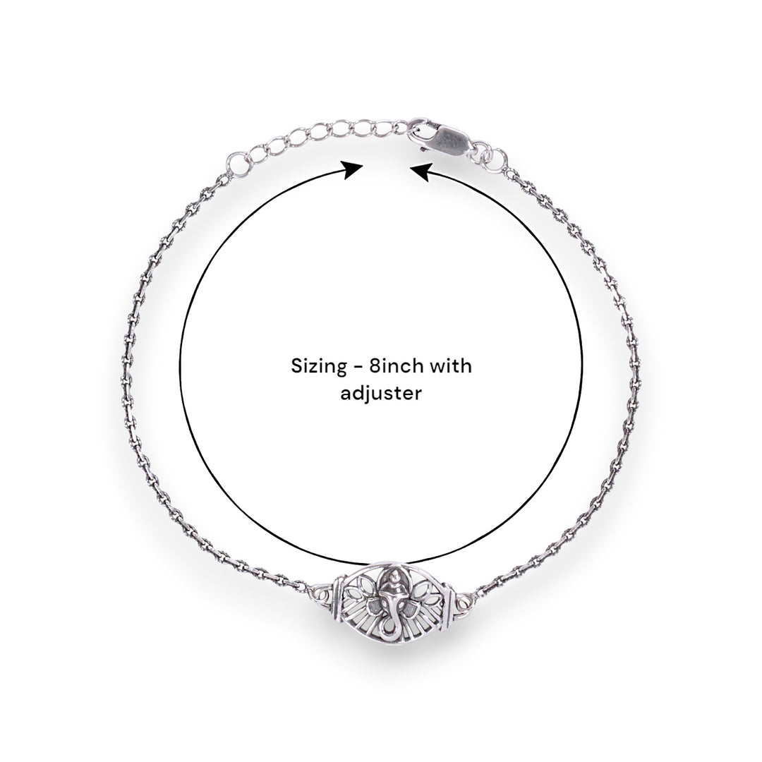 925 Sterling Silver Antique-Finish Ganesha 8 inch Rakhi for Brother