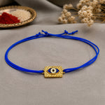 Load image into Gallery viewer, Evil Eye Gold Plated Blue Thread Chandi Rakhi for Brother