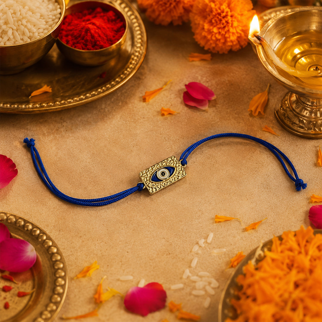 925 Pure Silver Evil Eye Thred Rakhi Bracelet for Men Online