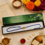 Load image into Gallery viewer, Evil Eye Gold Plated Blue Thread Chandi Rakhi for Brother