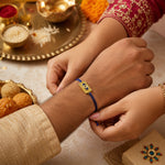 Load image into Gallery viewer, Evil Eye Gold Plated Blue Thread Chandi Rakhi for Brother