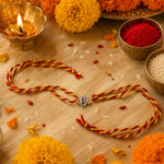 Load image into Gallery viewer, 925 Silver Rudraksh Om Design Kalava Thread Rakhi for Men