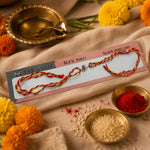 Load image into Gallery viewer, Rudraksha Om Red Thread Chandi Rakhi for Men Online