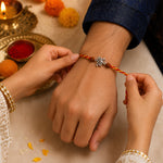 Load image into Gallery viewer, 925 Pure Silver Hanuman Rudraksha Thread Rakhi for Brother