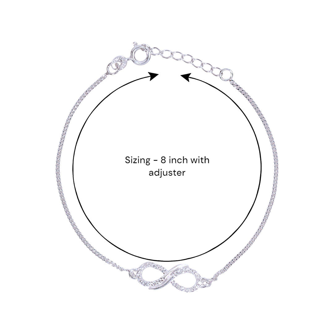 925 Sterling Silver CZ Infinity Motif  Raksha Bandhan Rakhi for Brother