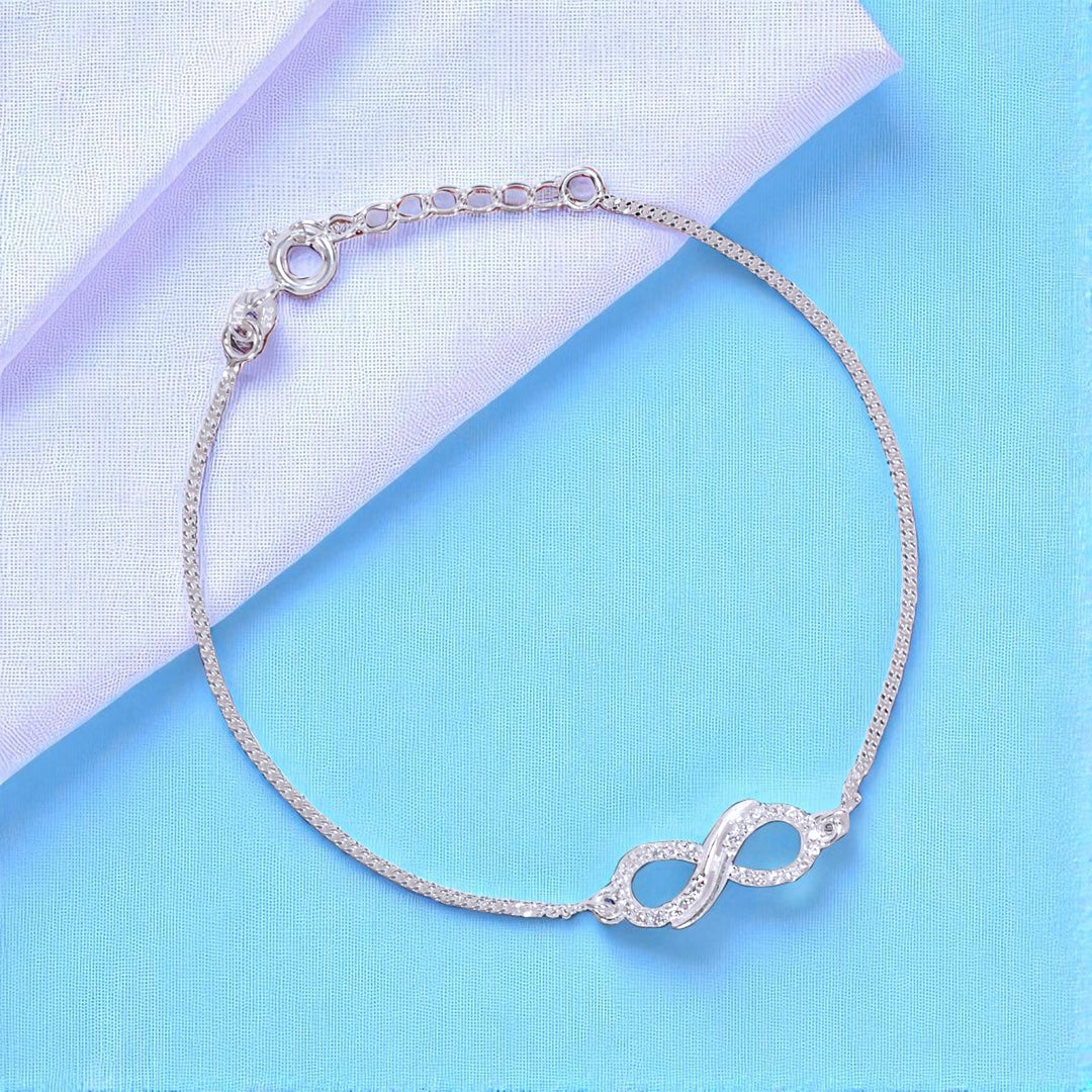 925 Sterling Silver CZ Infinity Motif  Raksha Bandhan Rakhi for Brother