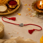 Load image into Gallery viewer, 925 Pure Silver Rakhi Bracelet for Brother with Moon Ganesha