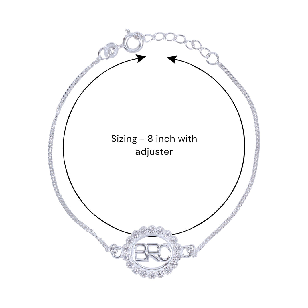 925 Sterling Silver Bro Motif Rakhi Bracelet for Brother