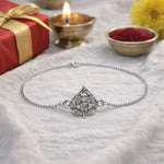 Load image into Gallery viewer, 925 Sterling Silver Ganesha in Leaf Antique Finish Rakhi Bracelet for Brother