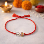 Load image into Gallery viewer, 925 Sterling Silver Trishul Damru Thread Rakhi For Brother