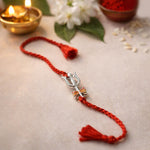 Load image into Gallery viewer, 925 Sterling Silver Trishul Damru Thread Rakhi For Brother