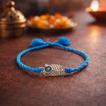 Load image into Gallery viewer, 925 Sterling Silver Peacock Feather Thread Rakhi for Brother