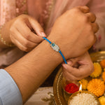 Load image into Gallery viewer, 925 Sterling Silver Peacock Feather Thread Rakhi for Brother