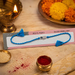 Load image into Gallery viewer, Peacock Feather Design Cotton Thread Chandi Rakhi for Men
