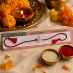 Load image into Gallery viewer, Lord Ganesha Red Cotton Thread Chandi Rakhi for Men Online