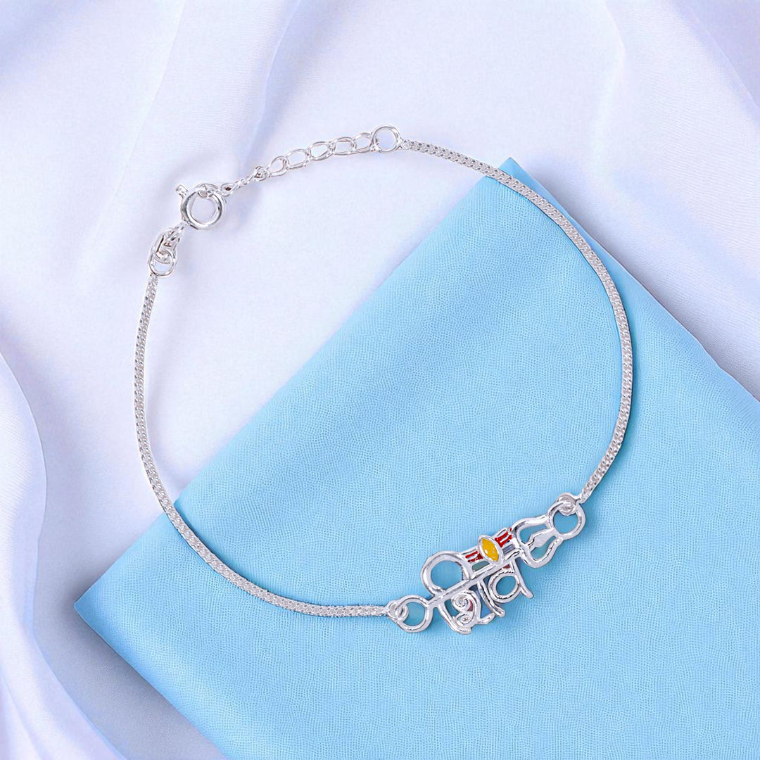 925 Sterling Silver Rakhis Lord Shiva & Trishul Rakhi for Brother