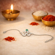 925 Sterling Silver Divine Om Chain Rakhi For Brother
