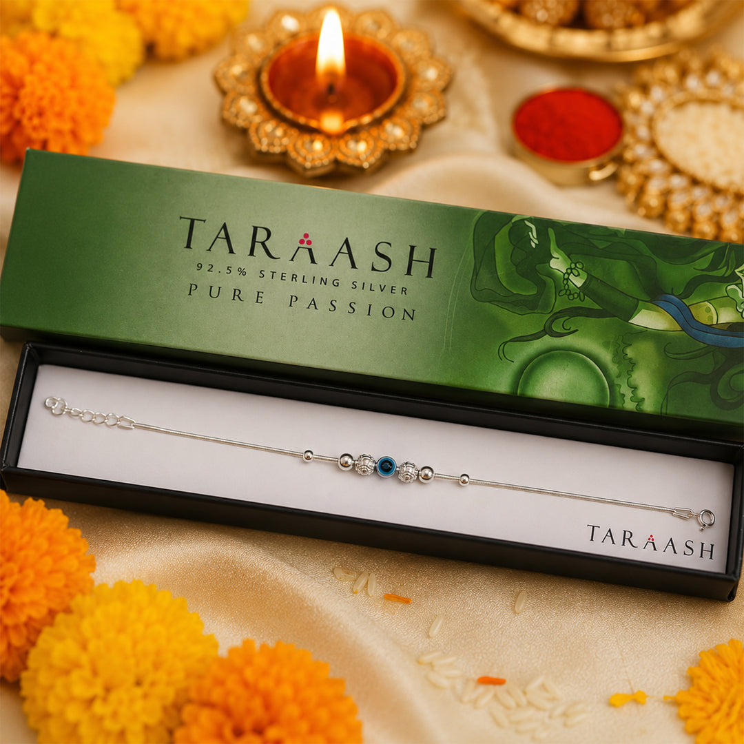 Evil Eye Design Chandi Rakhi Bracelet for Men Online