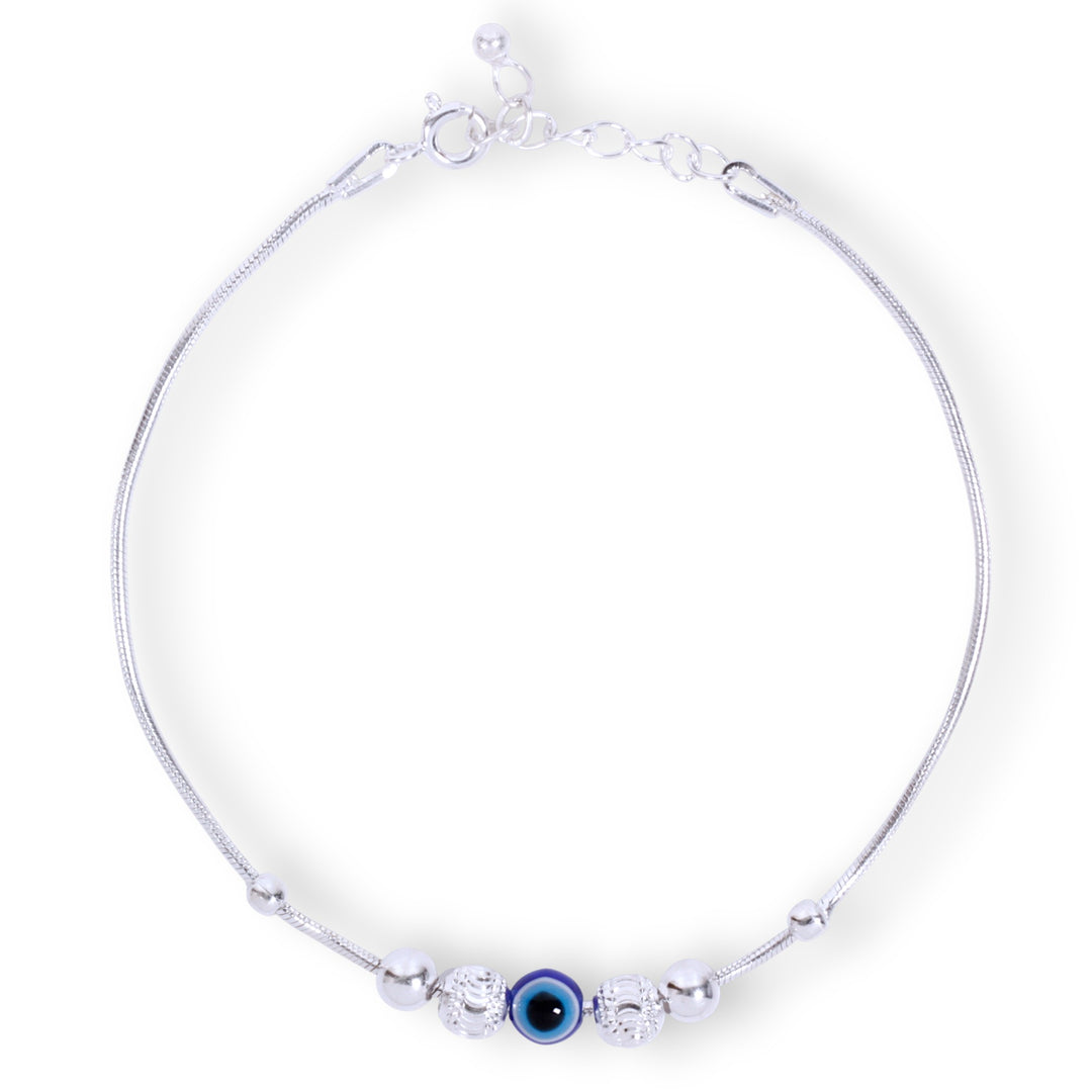 925 Sterling Silver Evil Eye Beaded Chain Bracelet for Mens