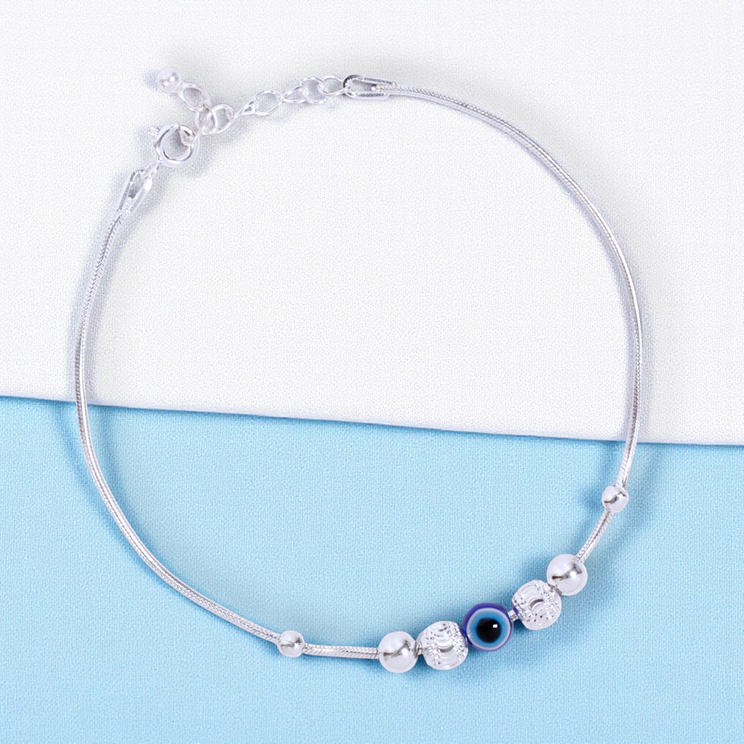 925 Sterling Silver Evil Eye Beaded Chain Bracelet for Mens