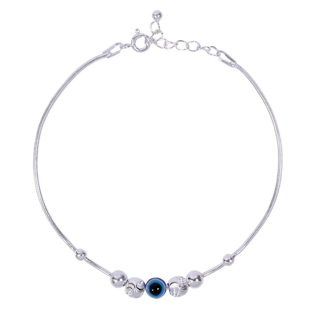 925 Sterling Silver Chain Evil Eye Beaded Bracelet for Mens