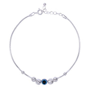 925 Sterling Silver Evil Eye Beaded Bracelet for Mens