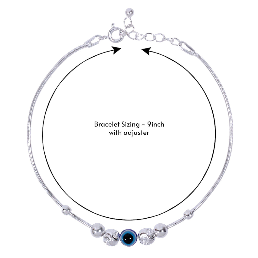 925 Sterling Silver Evil Eye Beaded Bracelet for Mens