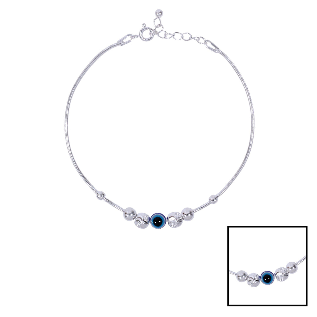 925 Sterling Silver Evil Eye Beaded Bracelet for Mens