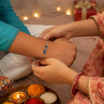 Load image into Gallery viewer, Evil Eye Design Beaded Chandi Rakhi Bracelet for Brother
