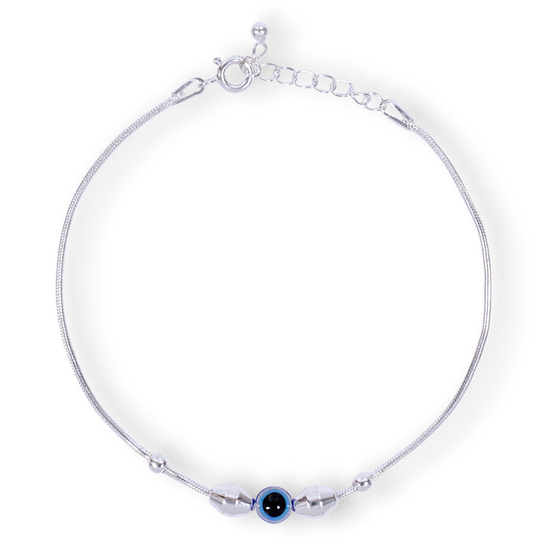 925 Sterling  Silver Evil Eye Beaded Chain Bracelet for Men