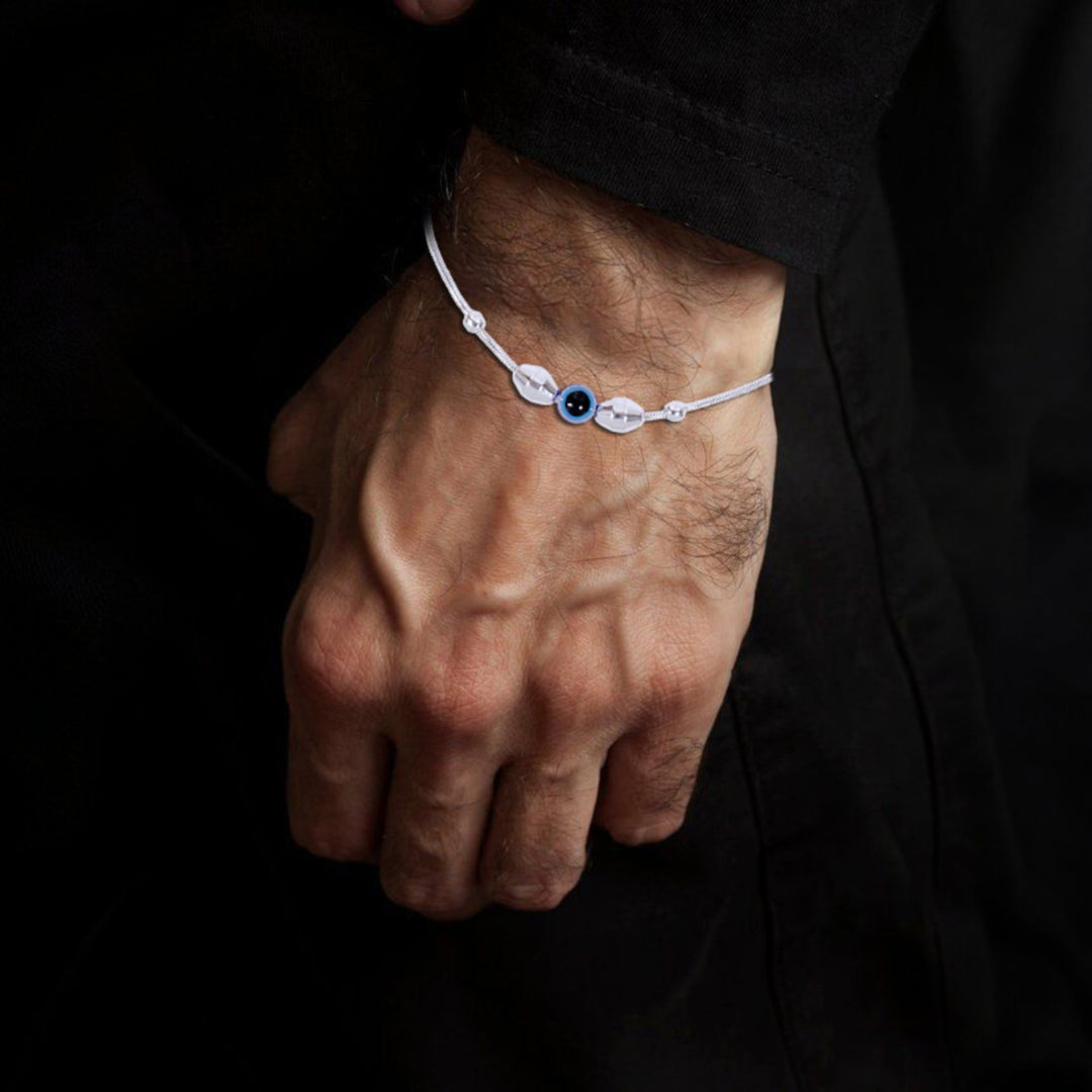 925 Sterling Silver Evil Eye Beaded Chain Bracelet for Men