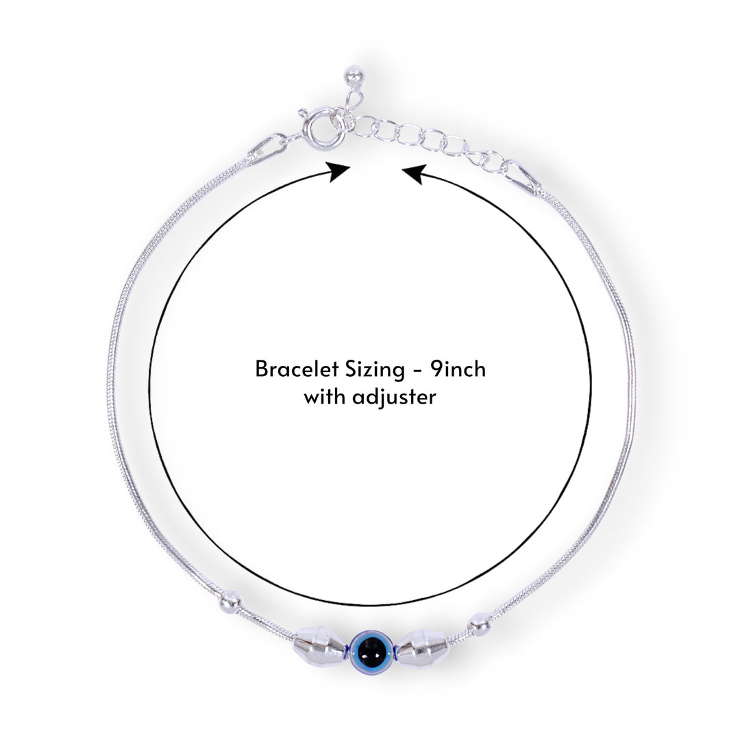 925 Sterling Silver Evil Eye Beaded Chain Bracelet for Men